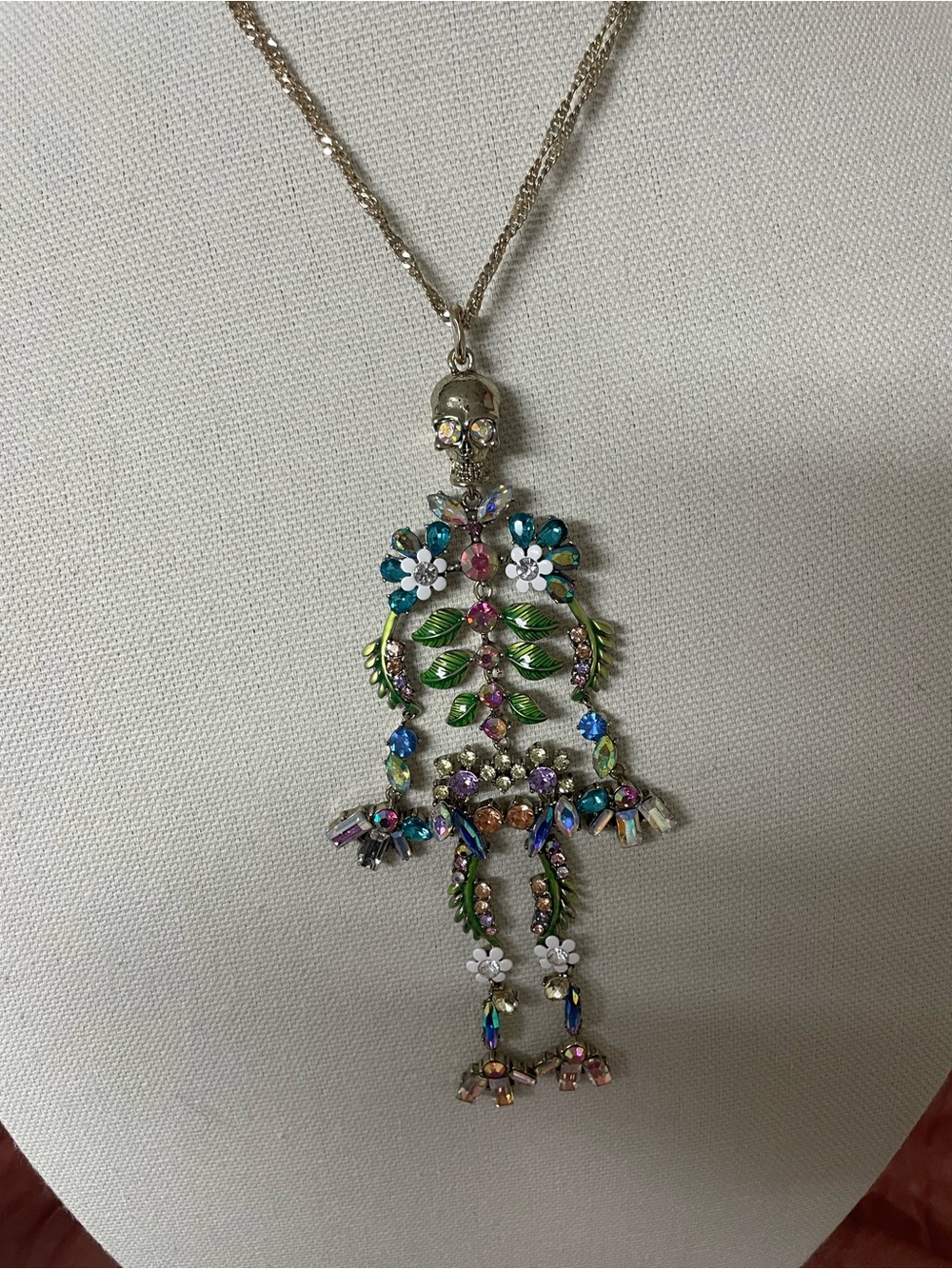 Betsey Johnson Whimsical Floral Skeleton Necklace